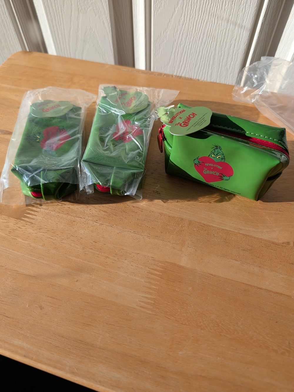 Revolution Grinch Colab Cosmetic Mini Pouch Set Of 3